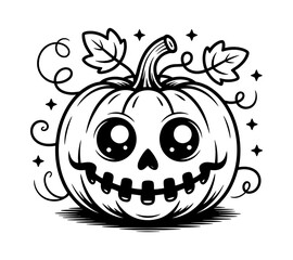 Obraz premium Adorable cartoon pumpkin for Halloween celebrations with a cute face and decorative elements