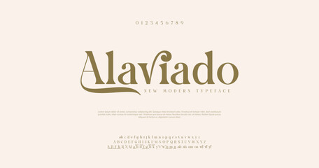 Elegant alphabet letters serif font logo and number. Classic Luxury Minimal Wedding logos. Typography fonts regular uppercase, lowercase. vector illustration
