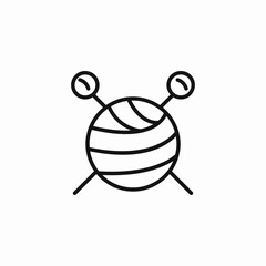 yarn and knitting needles icon sign vector