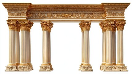Obraz premium Majestic Gate Pillars: Isolated Roman Columns with Gold Accents for University Architecture