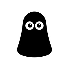 Obraz premium Rounded ghost icon with wide base and large eyes in flat minimalist style. 
