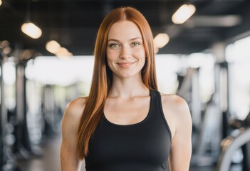 Fototapeta premium Personal fitness trainer smiling confidently in a gym setting