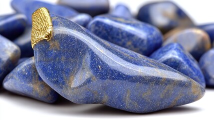Beautiful Lapis Lazuli Stones Displaying Rich Blue Hues and Golden Accents in a Natural Arrangement