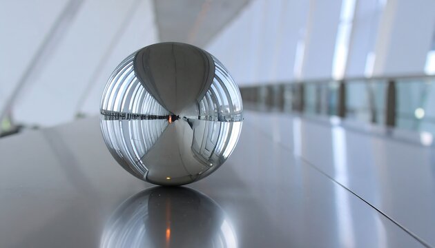 Reflective Sphere Captures Architectural Interior in a Unique Perspective