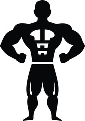 Fototapeta premium Muscular Bodybuilder Silhouette Vector - Strong Man Fitness Gym Logo Design Element with Transparent Background.