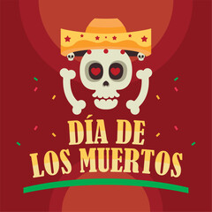 Skull sombrero crossbones red. Vector