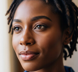 Visage de profil d'une femme &agrave; la couleur de peau noire