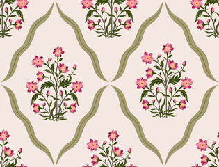 Vector Hand drawn colourful geometric flowers, seamless patterns with floral for fabric, textiles, clothing, wrapping paper, backdrop, banner, illustration, abstract backgrounds.
