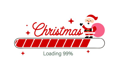 Cheerful Santa Claus featured in a Christmas loading bar at 99 percent, capturing a lively and festive holiday vibe