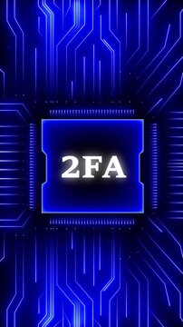 2FA &ndash; Two-Factor Authentication. 2FA concept head up display (HUD UI) panel and futuristic technology abstract background internet of things animation concepts.