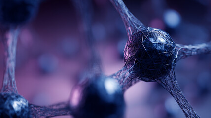 Wireframe spherical node in macro view. Symbol of molecular networks material science and advanced engineering connections
