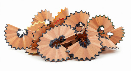 Pencil shavings isolated on white.