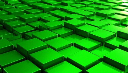 Glossy Green Cubes Abstract Background