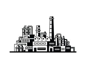 Fototapeta premium industrial factory pollution silhouette, smoke stack for environment issues