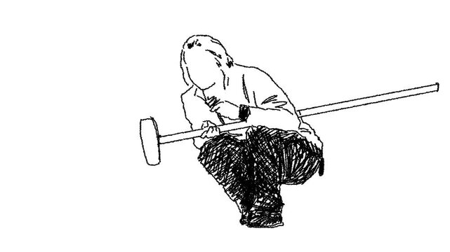 Sketch animation of curling athlete in action.