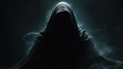 Mysterious figure in dark cloak