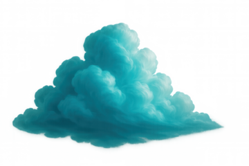 Soft, light blue cloud floating gracefully on a transparent background, enhancing compositions with a serene and ethereal touch