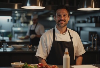 Restaurant kitchen expediter coordinating orders with a smile