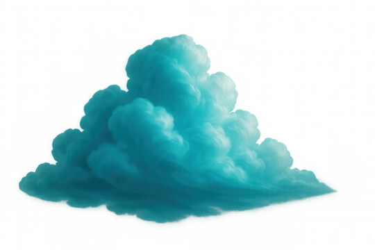 Soft, light blue cloud floating gracefully on a transparent background, enhancing compositions with a serene and ethereal touch