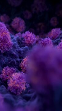 Timelapse sequence illustrating toxin reduction in liver tissue as purple CYP450 enzymes intensify activity.