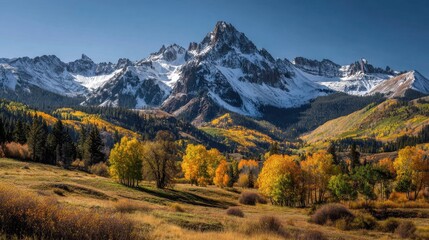 Autumn Serenity: Mount Sneffels at Ridgway, Colorado Captured in Vibrant Fall Colors and Breathtaking Landscape