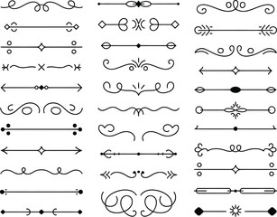 Elegant Black Line Dividers & Page Decorations 30 Design Elements