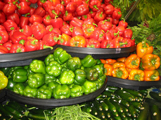 Three Kinds of Bell Peppers and Other Vegetables
