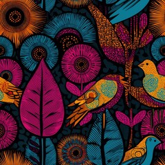 Seamless Traditional African Ankara Symbols (tileable) - Image 8 of 8 - 8192 x 8192 67MP - Created with AI