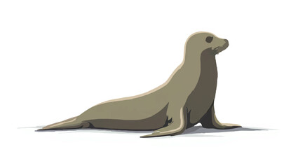 Fototapeta premium Seal Resting on Beach in Cartoon Style