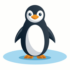 Obraz premium Realistic Cute Penguin on Ice Vector Illustration, Isolated on White Background