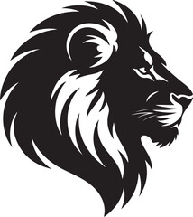Majestic Lion Head Profile Illustration Powerful Wild Animal Symbol of Strength and Leadership