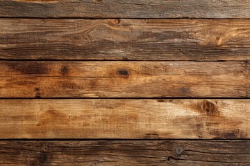 Fototapeta premium Top view of a rustic wooden table with brown planks perfect for background or texture.