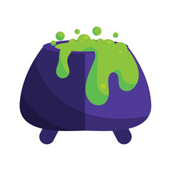 Isolated spooky halloween witch cauldron Vector