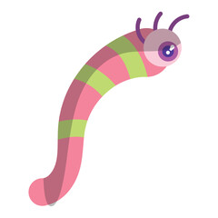 Isolated spooky halloween worm with one eye monster Vector
