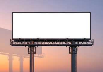 Obraz premium A large, blank billboard stands tall against a colorful, gradient sky, ready for advertising.
