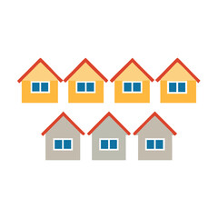 Fototapeta premium Gable roof row houses icon. Residential building architecture