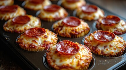Innovative mini pepperoni pizzas baked in muffin tins for a fun twist on traditional pizza night