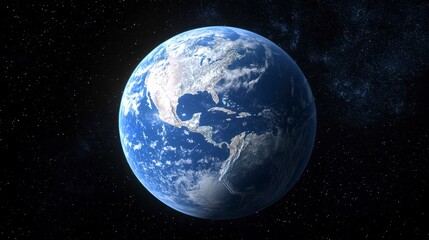 Fototapeta premium A breathtaking view of Earth from space, showcasing its vibrant landscapes, oceans, and atmospheres against a backdrop of the cosmos