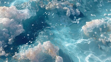 Ocean wave crests and reflects sunlight in the late afternoon at a tropical beach in summer