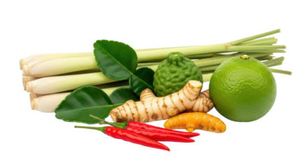 Isolated Thai Food Ingredients on White