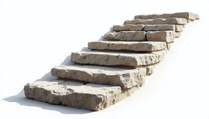Old Stone Steps isolated on white background 