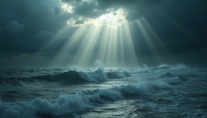 Fototapeta premium Stormy Sea with Dramatic Waves