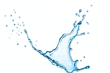 Blue Water Splash on White Background