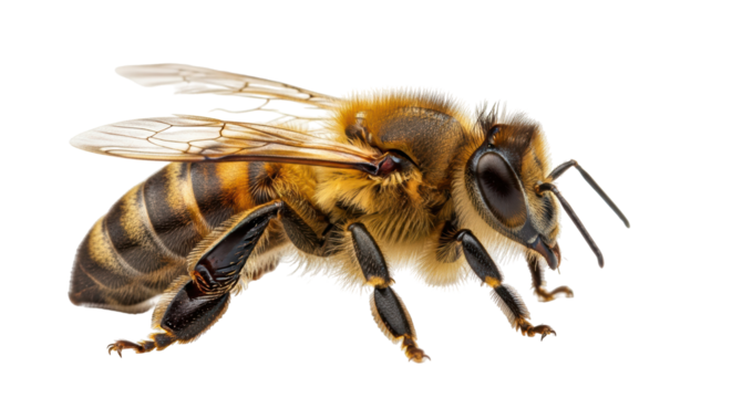 Isolated Honey Bee Close-Up