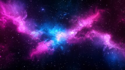 Fototapeta premium Stunning cosmic nebula with vibrant shades of pink and blue illuminating the vast expanse of deep space