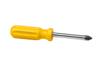 Phillips head screwdriver with yellow handle isolated on transparent background