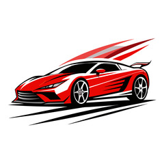 Dynamic Modern Sports Car Vector Illustration, Isolated on White Background