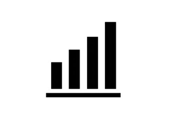 Growing bar graph icon showing progress on transparent background