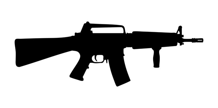 Minimal H&K G36 Rifle Side View Flat Vector Illustration