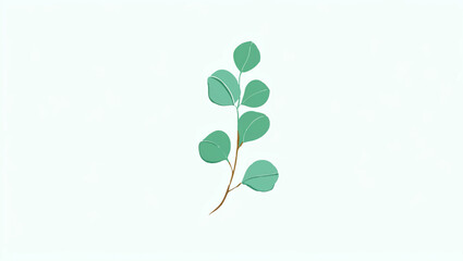 Simple Leaf Branch Illustration on White

